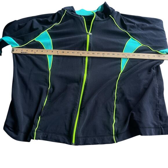 Catherines Jacket Womens 4X 30/32W Black Neon Green Zip Up Activewear Pockets - Picture 8 of 12